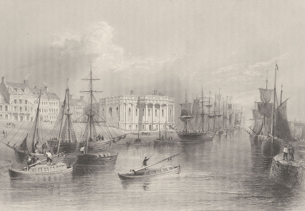 The Quay, Great Yarmouth. Norfolk. BARTLETT 1842 old antique print picture